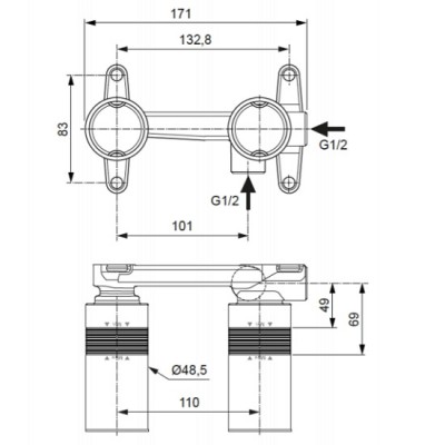 CORP INCASTRAT PENTRU BATERII LAVOAR PE PERETE